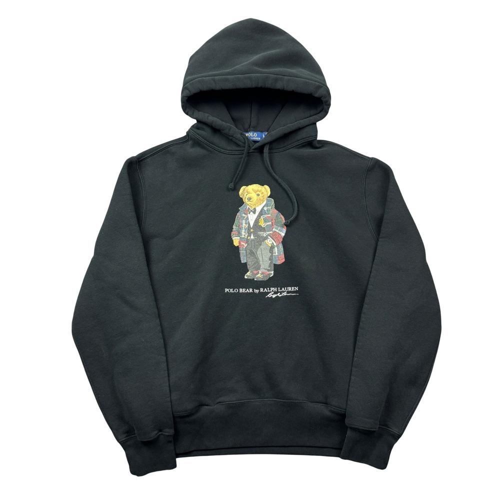 Polo Ralph Lauren Mens Large Polo Bear Hoodie Black Preppy Graphic Sweatshirt